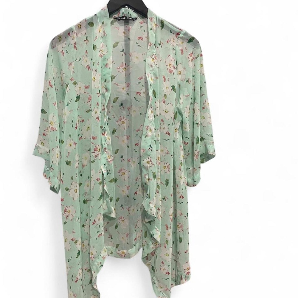 Green floral kimono